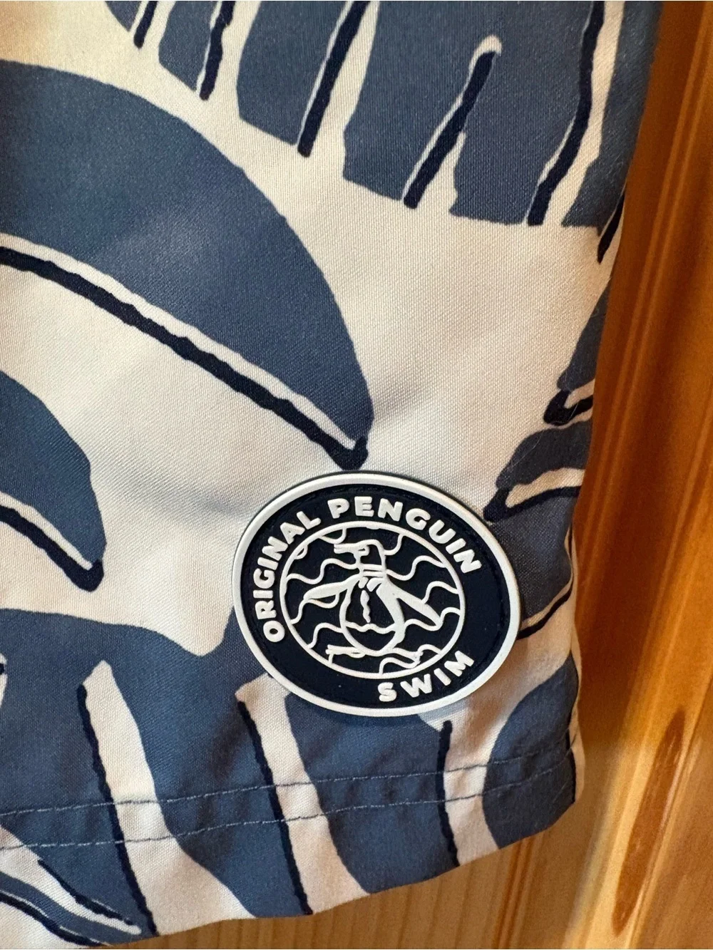 Original Penguin leaf-print volley swim shorts blue off white men’s S